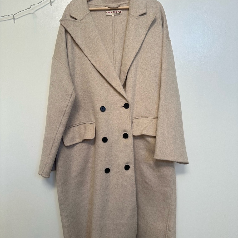 Free People Adore You Wool Blend Long Coat Jacket